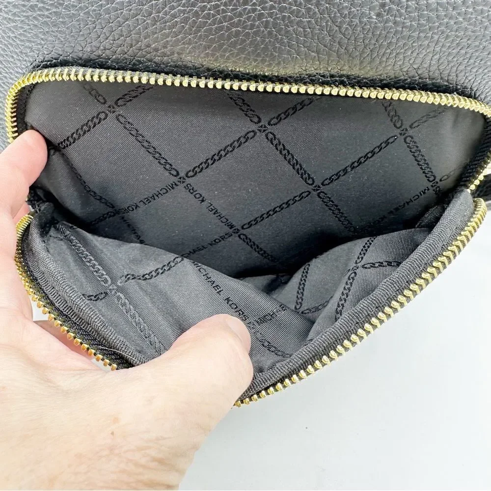 Michael‎ Kors Erin Medium Leather Backpack Black Pebbled Leather